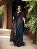 BLACK LINEN ZARI SAREE