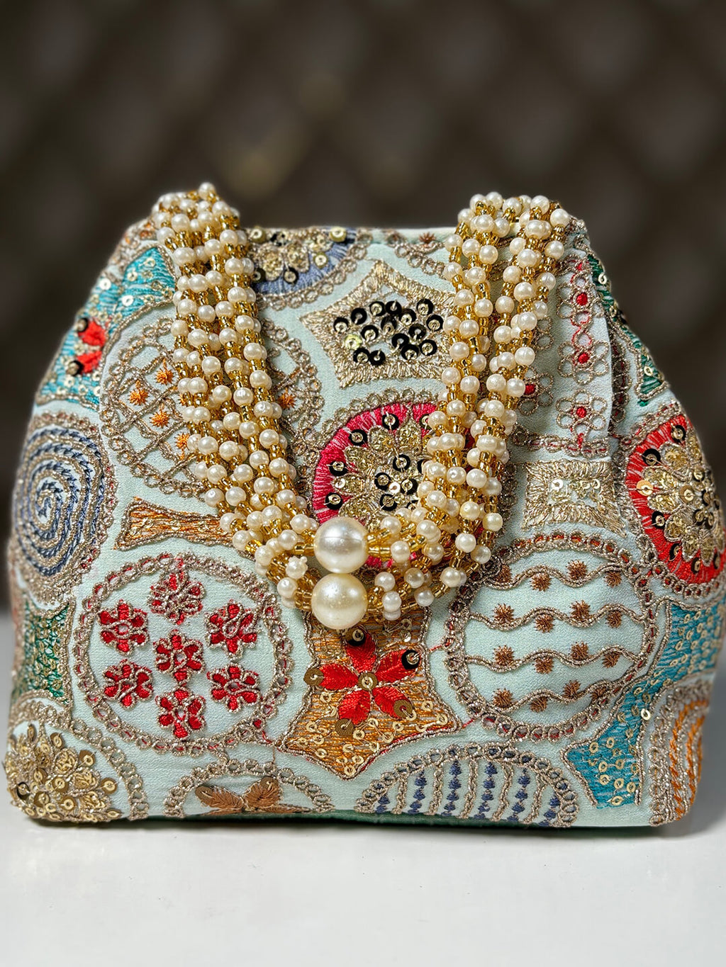 SALONA SKY BLUE MOTI POTLI BAG