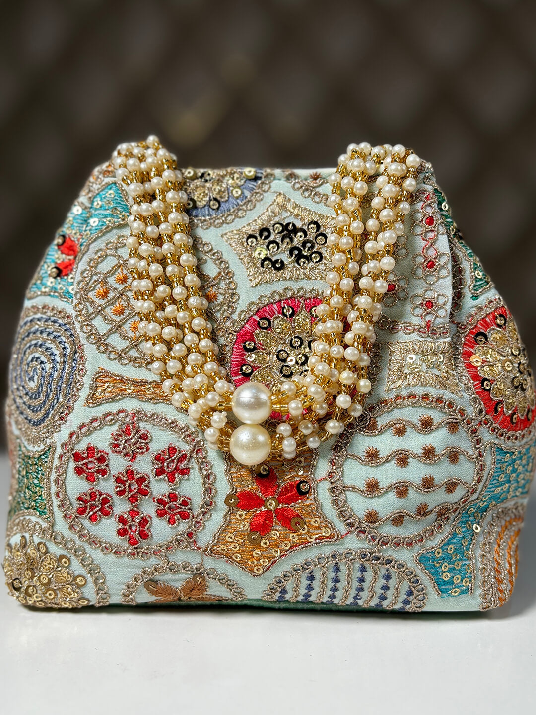 SALONA SKY BLUE MOTI POTLI BAG