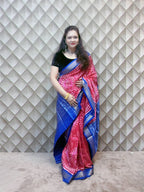 Chandratara- Pink with Blue sambalpuri handloom silk saree