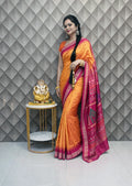 Dolabedi Kanak Kiran Sambalpuri Silk Saree with Ikat Motifs & Contrast Pallu