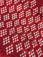Lalima Bandhakala Red Patta Silk Saree with Silver Ikat Patterns & Ornamental Pallu
