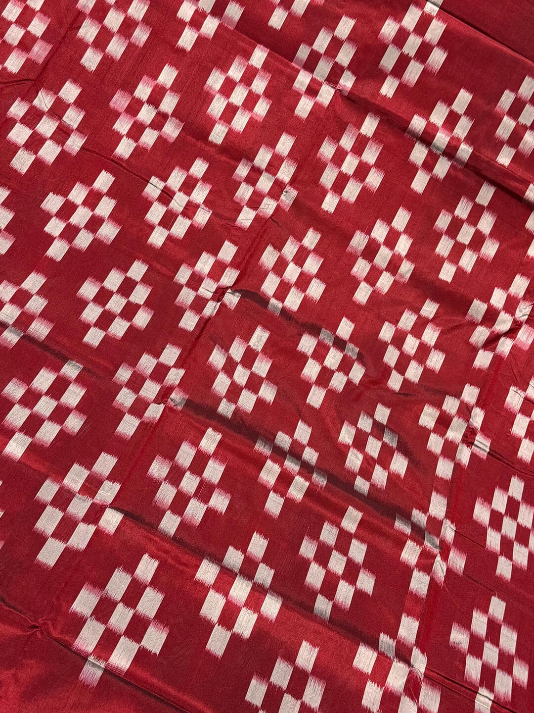 Lalima Bandhakala Red Patta Silk Saree with Silver Ikat Patterns & Ornamental Pallu
