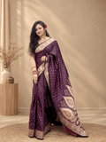 Mrinalini-Deep plum Katan Silk Banarasi Saree
