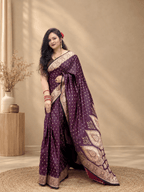 Mrinalini-Deep plum Katan Silk Banarasi Saree
