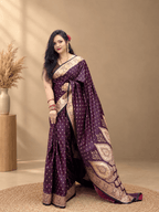 Mrinalini-Deep plum Katan Silk Banarasi Saree