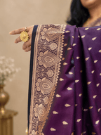 Mrinalini-Deep plum Katan Silk Banarasi Saree