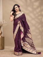 Mrinalini-Deep plum Katan Silk Banarasi Saree
