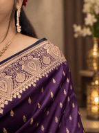Mrinalini-Deep plum Katan Silk Banarasi Saree
