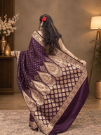 Mrinalini-Deep plum Katan Silk Banarasi Saree