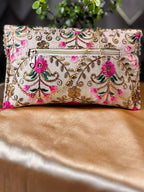 GOLDEN & MULTICOLOURED EMBROIDERED CLUTCH
