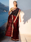BLACK AND MAROON SAMBALPURI PATLI DESIGN SILK SAREE