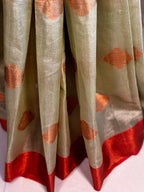 NOOR PISTA GREEN AND PINK TISSUE SAREE