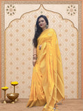 Yellow Dola silk saree with zaree deatailing
