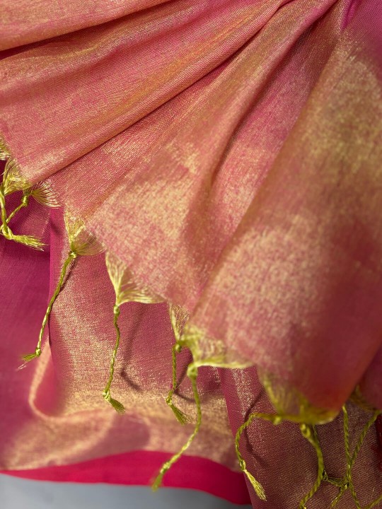 NOOR ROSE PINK TISSUE SAREE