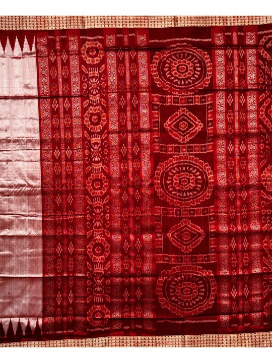 ONION PINK AND MAROON SAMBALPURI SILK SAREE