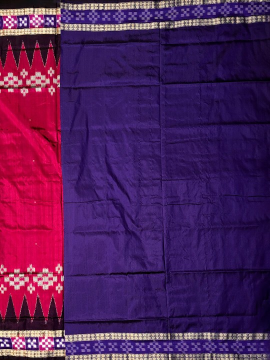 DARK PINK AND ELECTRIC BLUE PASAPALI SAMBALPURI  PATA SAREE