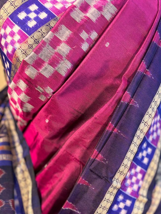 DARK PINK AND ELECTRIC BLUE PASAPALI SAMBALPURI  PATA SAREE