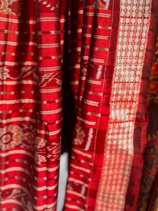 COFFEE AND GOLDEN SAMBALPURI PATA SAREE