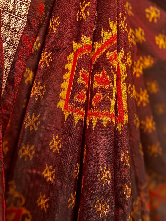 COFFEE AND GOLDEN SAMBALPURI PATA SAREE