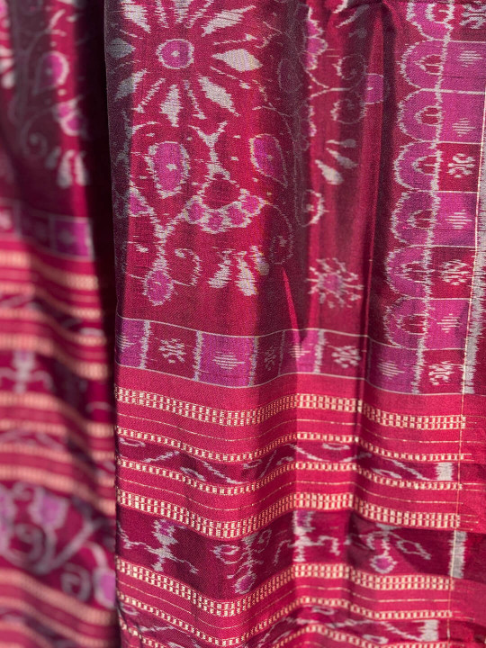 INDIGO BLUE AND PINK SAMBALPURI PATA SAREE