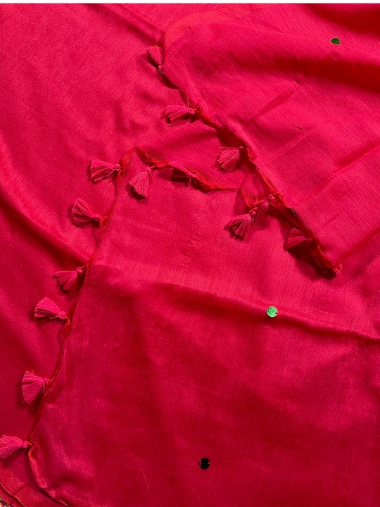 DARK PINK COIN LINEN SAREE