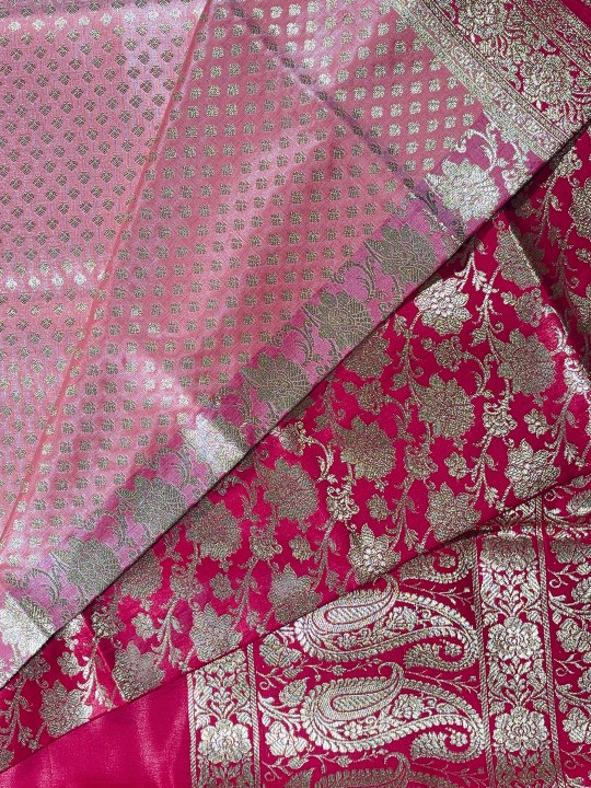 BLUSH PINK KATAN BANARSI SILK SAREE