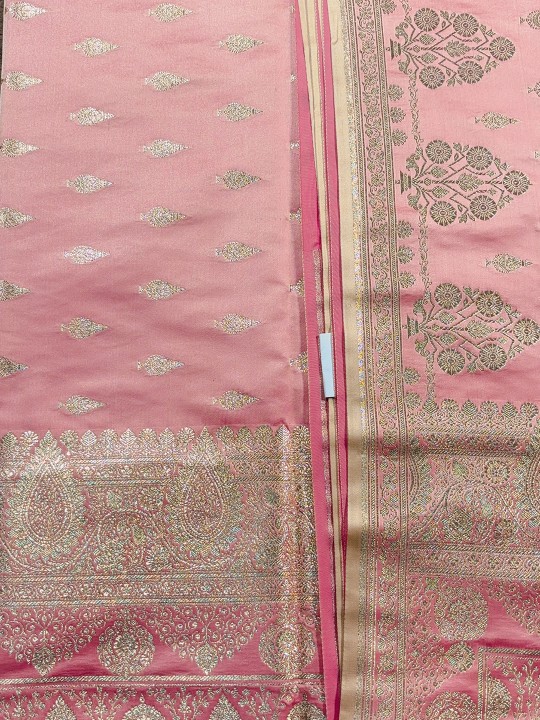 PEACH PINK KATAN BANARSI SILK SAREE