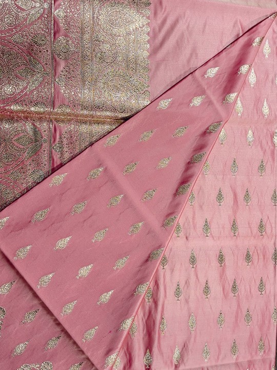 PEACH PINK KATAN BANARSI SILK SAREE