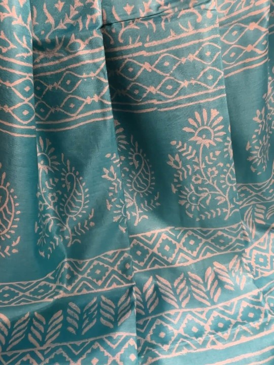 LIGHT BLUE FLORAL CREPE SIK SAREE