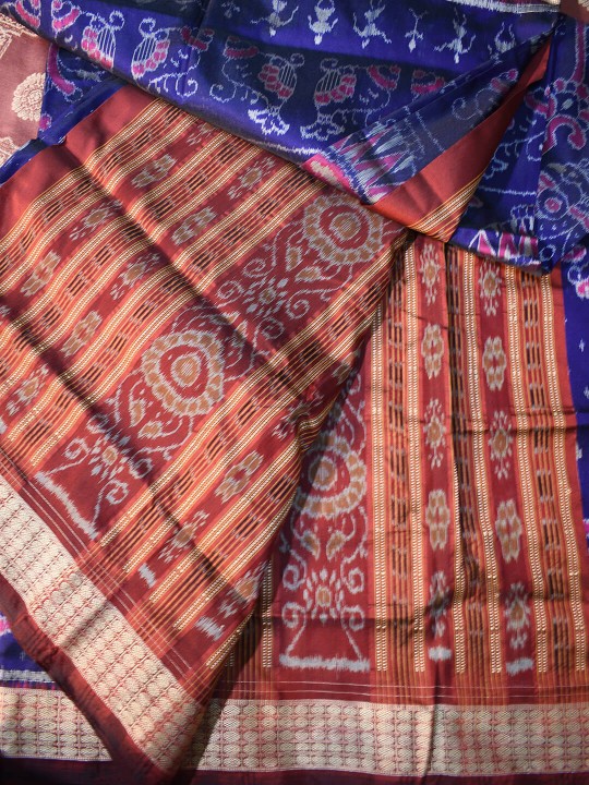 MIDNIGHT BLUE SAMBALPURI SILK SAREE