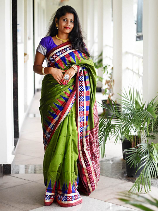 GREEN AND BLUE PASAPALI SILK SAREE