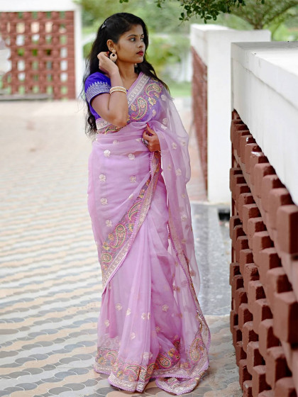 LEVENDER EMBROIDERED FANCY SAREE