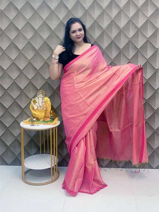 NOOR DARK PINK TISSUE SAREE