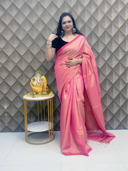 NOOR ROSE PINK TISSUE SAREE