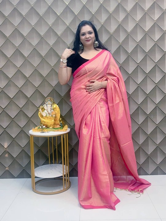 NOOR DARK PINK TISSUE SAREE