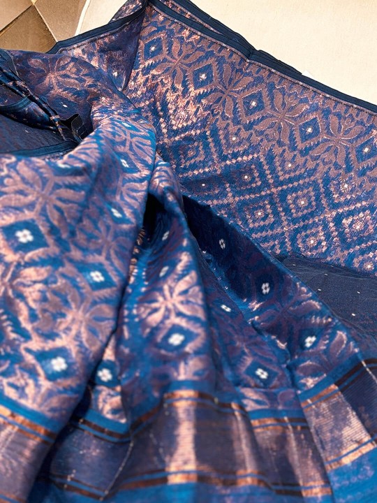 RUPSHRI EGYPTIAN BLUE COTTON JAMDANI SAREE