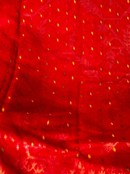 RUPSHRI RED COTTON  JAMDANI SAREE