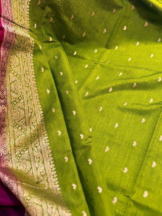 DEEP VIOLET AND GREEN SILK SAREE