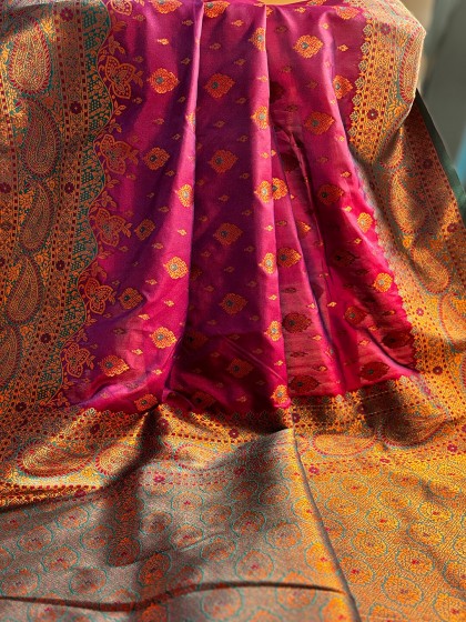 MAGENTA KATAN SILK SAREE