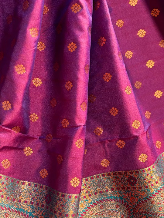 MAGENTA KATAN SILK SAREE