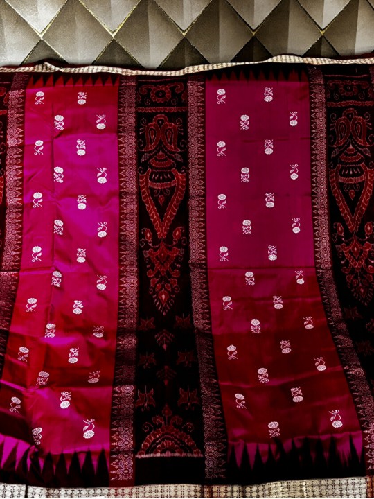 DEEP PINK SAMBALPURI SILK SAREE