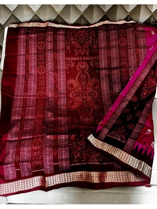 DEEP PINK SAMBALPURI SILK SAREE