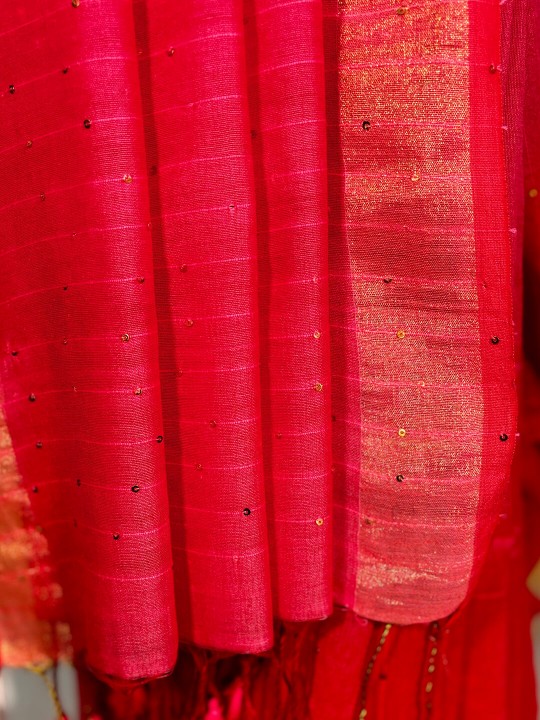 KHADI COTTON ROSE PINK SAREE