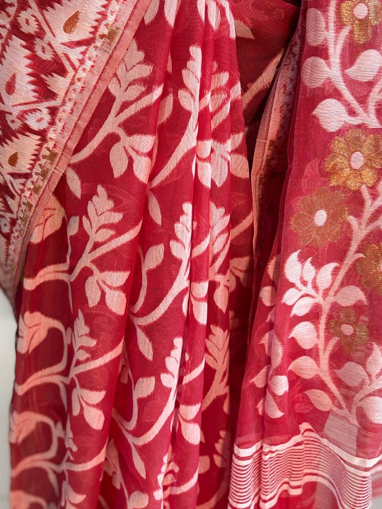 RUPSHRI BLUSH PINK COTTON JAMDANI SAREE