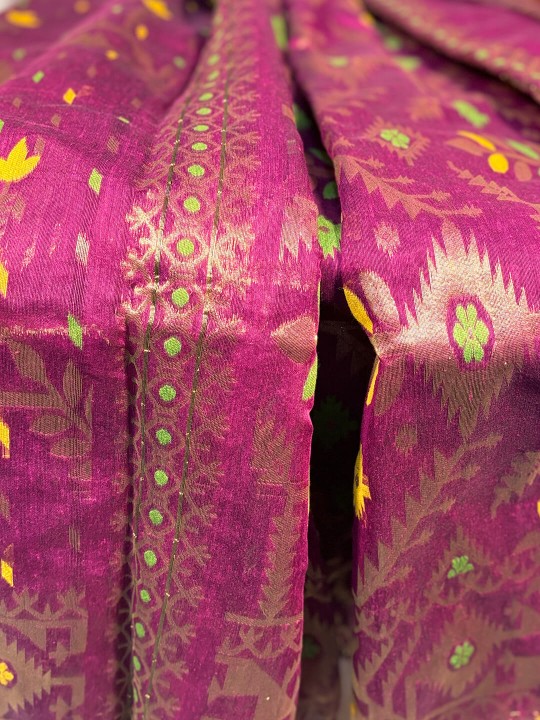 RUPSHRI PURPLE COTTON JAMDANI SAREE