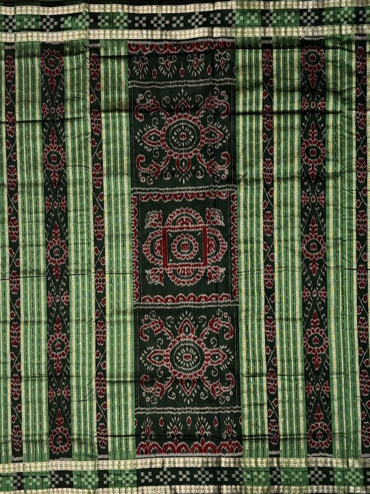 LEAD BLUE AND GREEN PASAPALI SAMBALPURI SILK SAREE