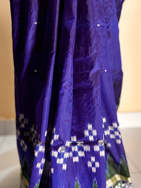 LEAD BLUE AND GREEN PASAPALI SAMBALPURI SILK SAREE