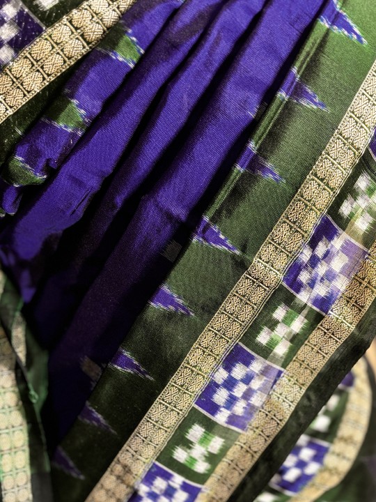 LEAD BLUE AND GREEN PASAPALI SAMBALPURI SILK SAREE