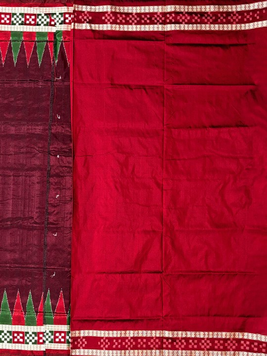 DEEP BROWN AND MAROON PASAPALI PATA SAMBALPURI SAREE